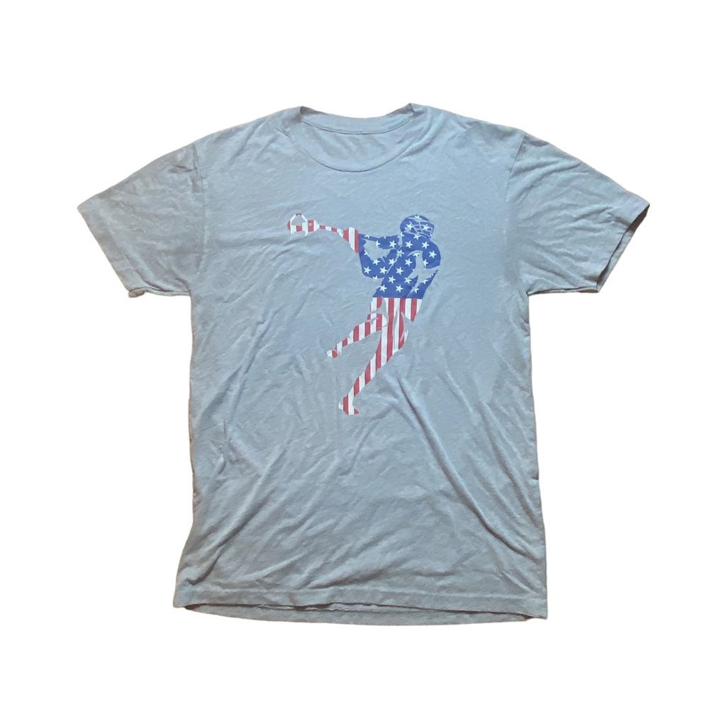 Chalk Talk Sports Red White‎ Blue Lacrosse Gray T-Shirt Men's Small